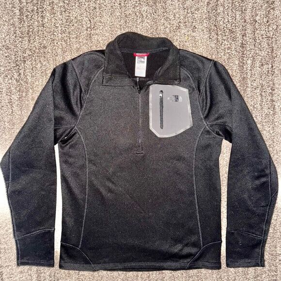 The North Face Men 1/4 Zip Quarter Zip Fleece Pullover Performance Jacket Black - Picture 2 of 9